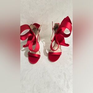 RED SATIN OPEN TOE